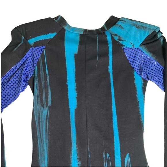 Nuvula Mixed Print Bodycon Mini Dress Tie Dye & Faux Sequin Long Sleeve Small - Picture 8 of 12